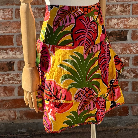SOLD ELSEWHERE Farm Rio tropical plant/jungle themed 3 layer mini skirt/ L - Picture 5 of 14